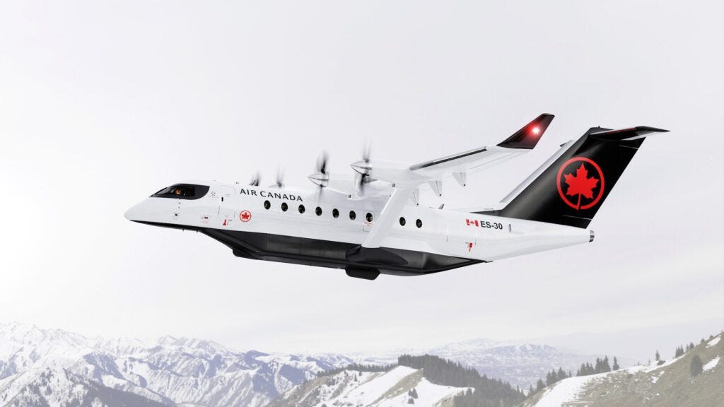 Air Canada on Sept. 15 announced a purchase agreement for 30 ES-30 electric-hybrid aircraft under development by Heart Aerospace of Sweden. (Photo: CNW Group/Air Canada) Air Canada on Sept. 15 announced a purchase agreement for 30 ES-30 electric-hybrid aircraft under development by Heart Aerospace of Sweden. (Photo: CNW Group/Air Canada)