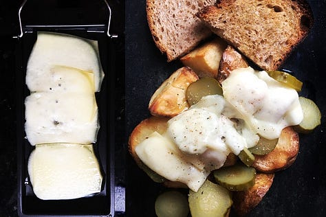 Mini Raclette Grill, Formaticum cheese paper, Goat cheese on a Brooklyn Slate
