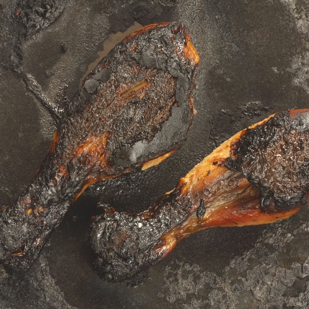 burnt chicken legs