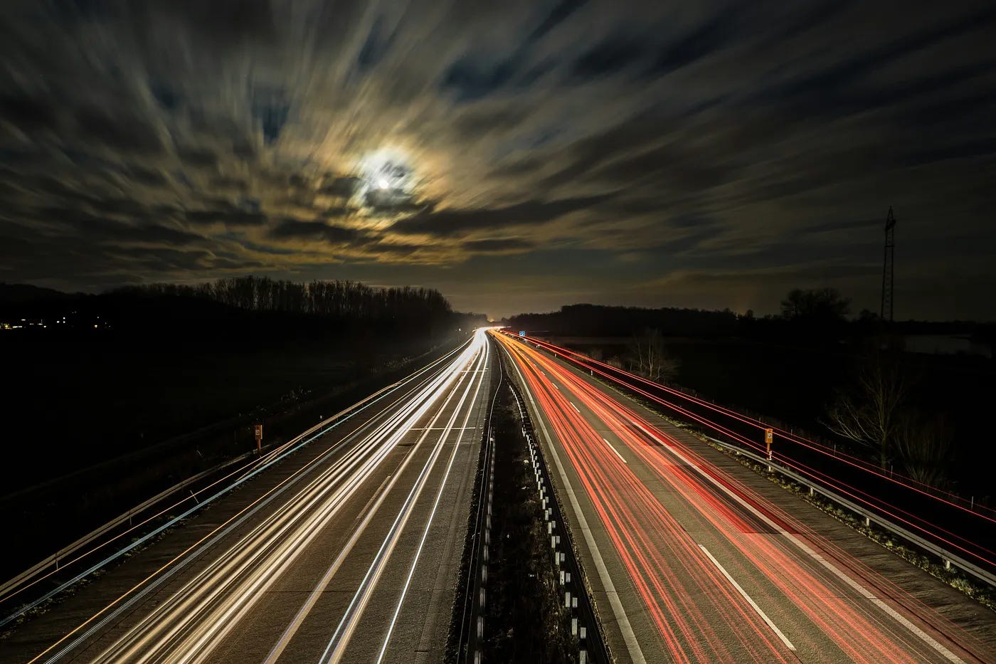 The German autobahn at night