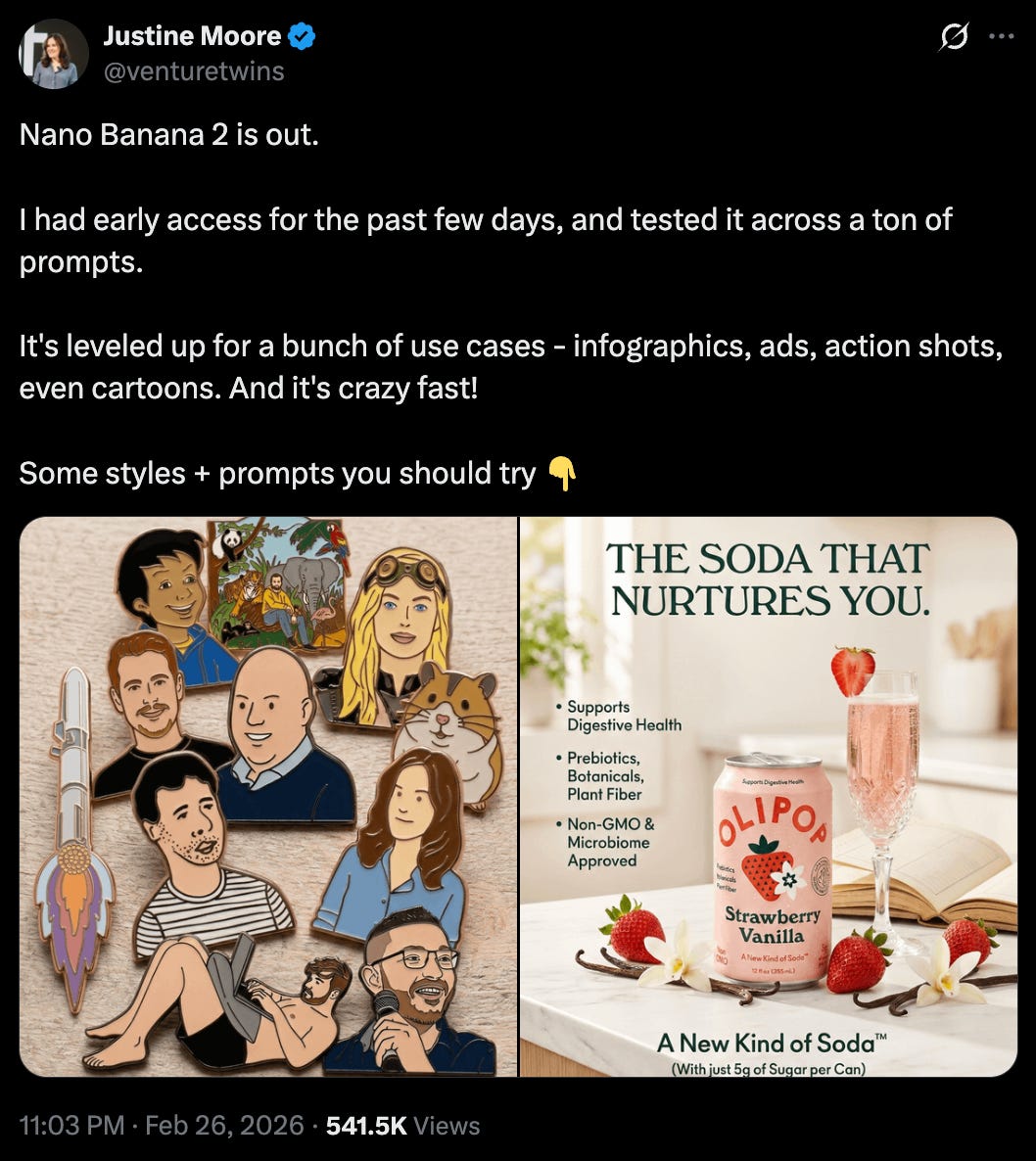 Tweet showing Nano Banana 2 visual styles and prompts to use