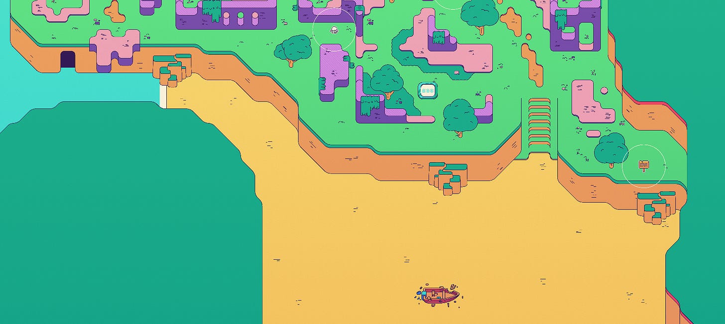 Before photo of Hello Again's beach using tilemaps