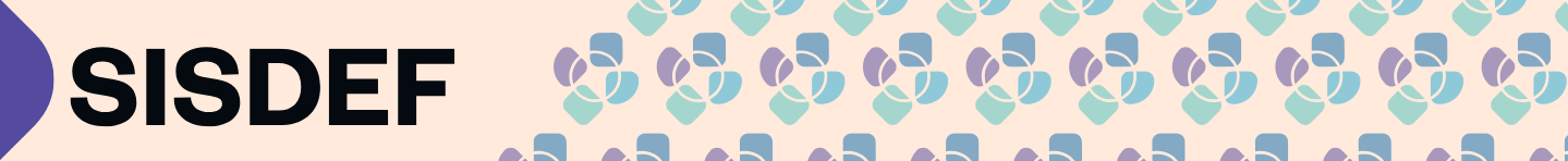 Barra de separação Texto: SISDEF Descrição da imagem: a barra tem fundo bege. No canto esquerdo, um meio círculo na cor roxa, seguido pelo nome da seção em letras pretas e pela repetição da logomarca do SISDEF, formada por quatro elementos unidos por um círculo transparente: um triângulo roxo, um quadrado de pontas arredondadas azul escuro, um triângulo azul claro e um quadrado de pontas arredondadas verde claro. Barra de separação Texto: SISDEF Descrição da imagem: a barra tem fundo bege. No canto esquerdo, um meio círculo na cor roxa, seguido pelo nome da seção em letras pretas e pela repetição da logomarca do SISDEF, formada por quatro elementos unidos por um círculo transparente: um triângulo roxo, um quadrado de pontas arredondadas azul escuro, um triângulo azul claro e um quadrado de pontas arredondadas verde claro.