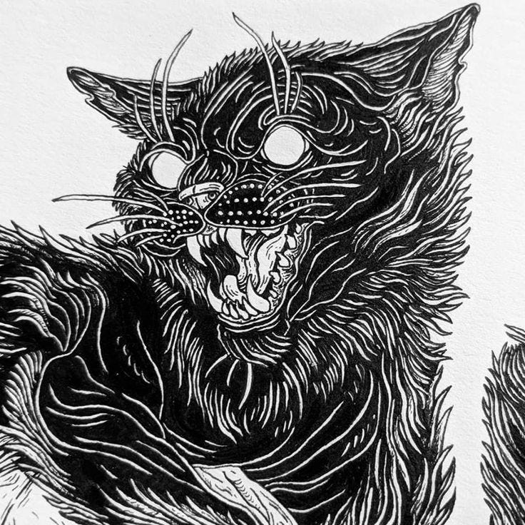 catDrawings #catPaintings #catIllustrations #catArt #illustrations #cats  #drawings #meow #catlovers #cuteCats #hiss | Creepy cat, Horror art, Art  inspiration