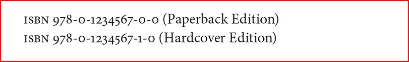 How to list ISBNs for different book editions.