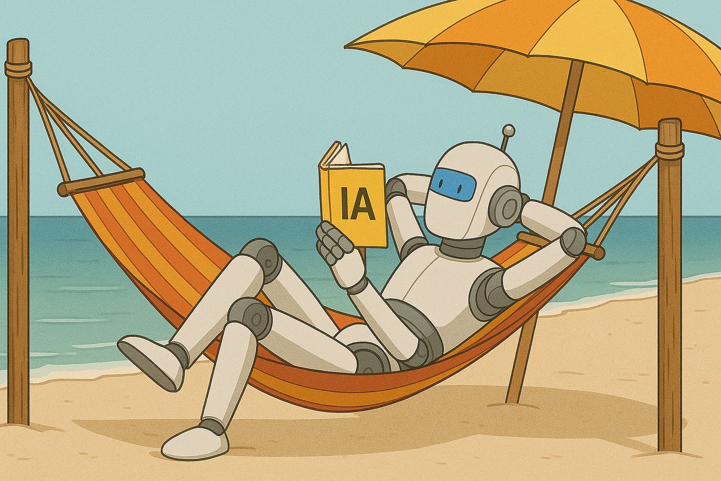 Robot en hamaca en la playa Robot en hamaca en la playa