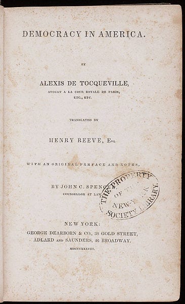 File:Democracy in America by Alexis de Tocqueville title page.jpg