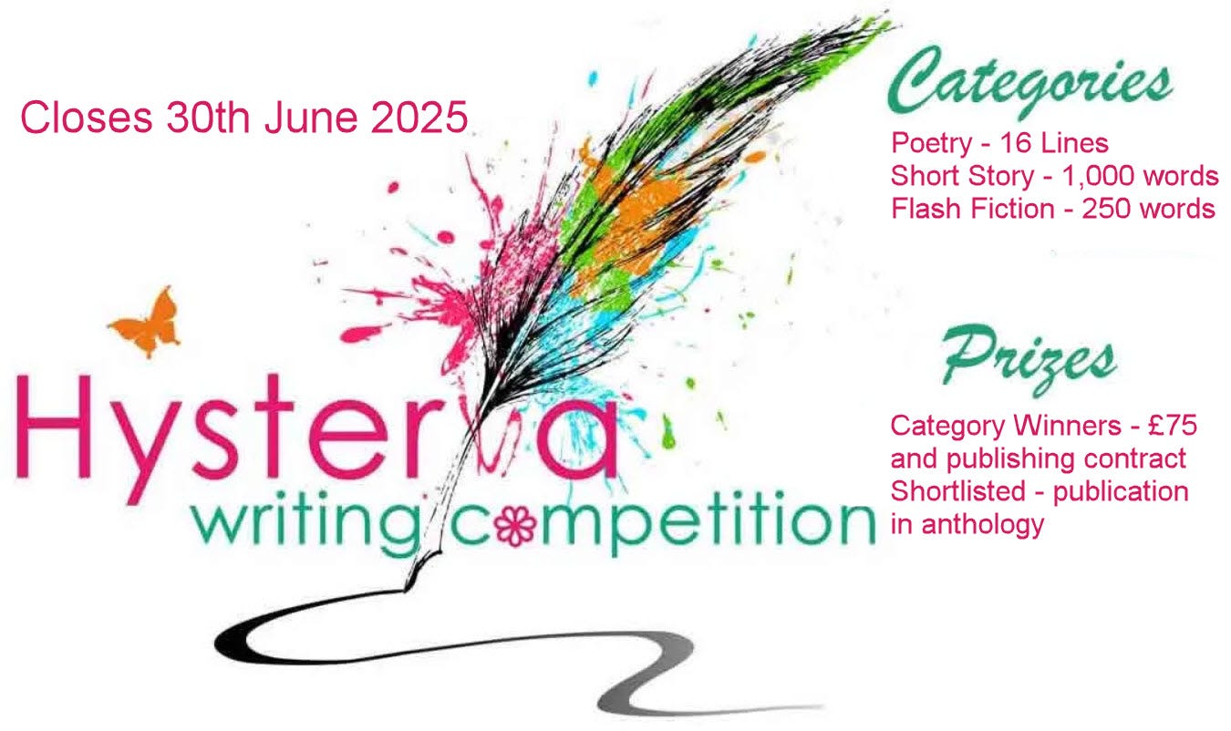 Hysteria Writing Competition Now Open at www.hysteriawc.co.uk