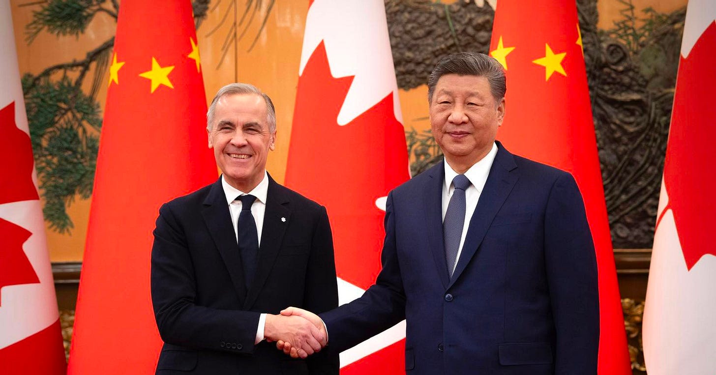 Prime Minister Mark Carney shakes hands with President Xi Jinping ahead of a bilateral meeting in Beijing, China.
—
Le premier ministre Mark Carney serre la main du président Xi Jinping avant une réunion bilatérale à Beijing, en Chine. Prime Minister Mark Carney shakes hands with President Xi Jinping ahead of a bilateral meeting in Beijing, China.
—
Le premier ministre Mark Carney serre la main du président Xi Jinping avant une réunion bilatérale à Beijing, en Chine.