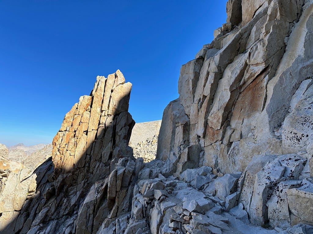 View of Mount Whitney trail on the backside of the mountain range