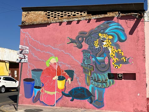 Images of murals in Oaxaca, Mexico