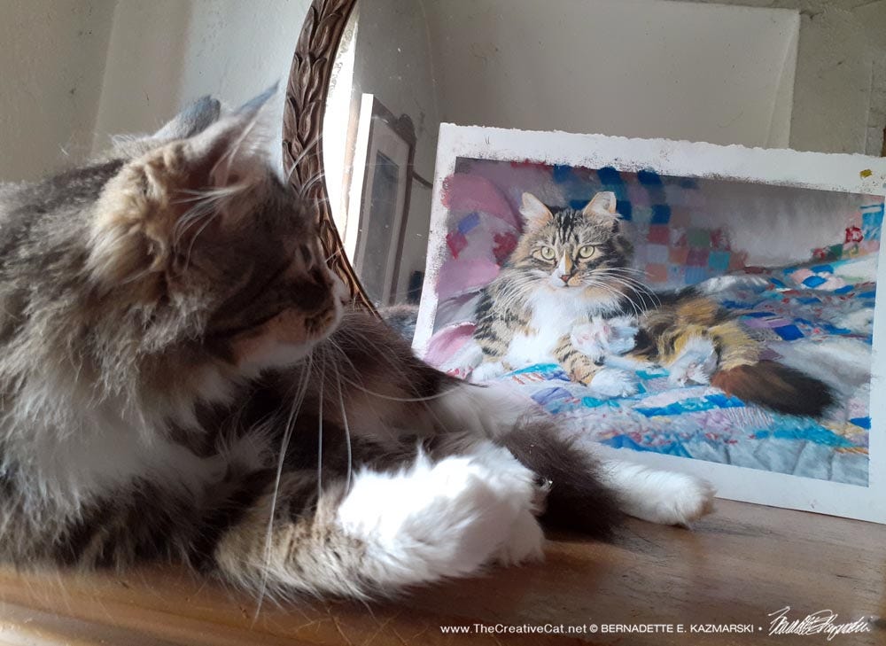 Mariposa looks at her painting