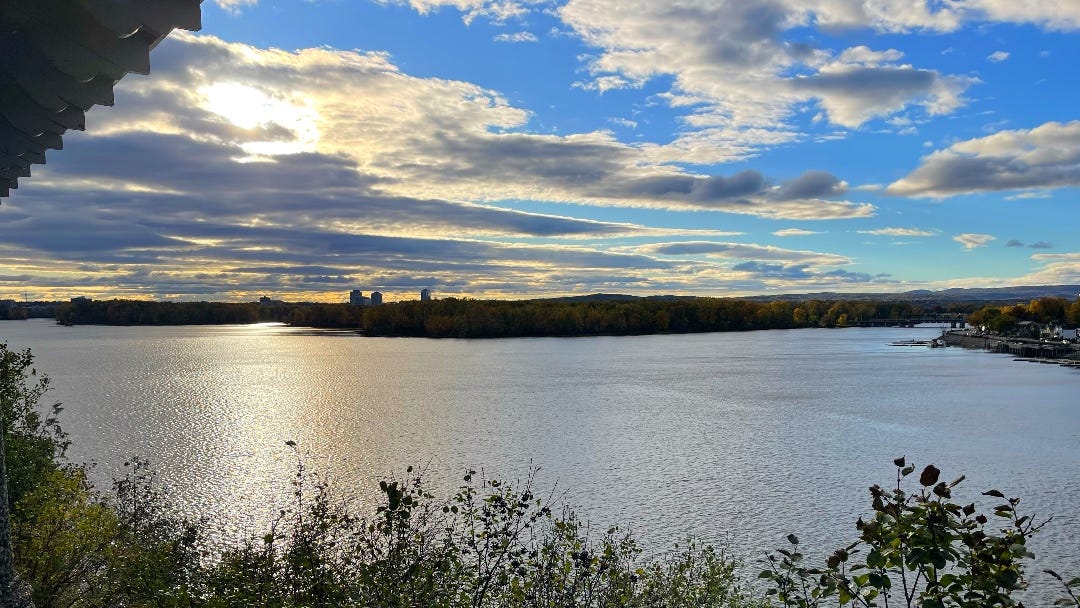 sunset over the broad, quiet, Ottaw River