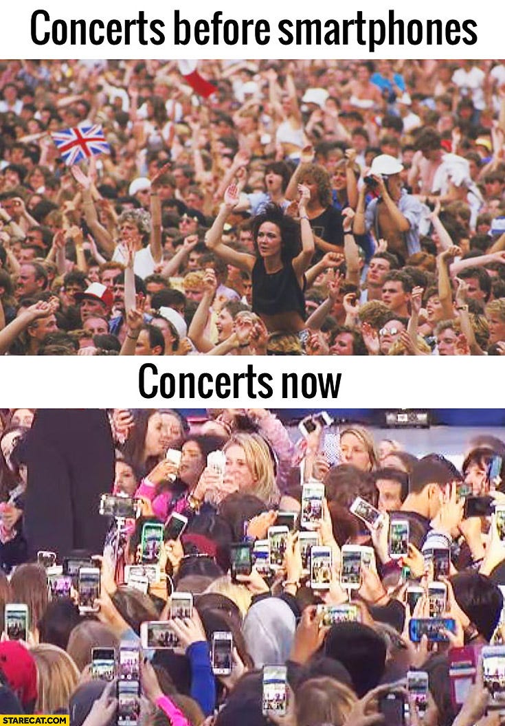 Concerts before smartphones, concerts now: everyone recording & taking  pictures | StareCat.com