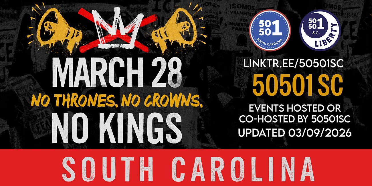 50501 SC No Kings! 3.28.26 Events