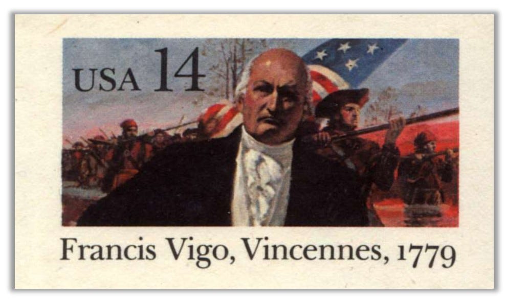 US Postage Stamp depicting Francis Vigo 