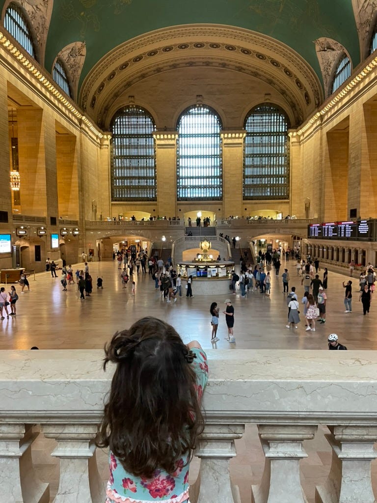 Little girl looking at Grand Central terminal