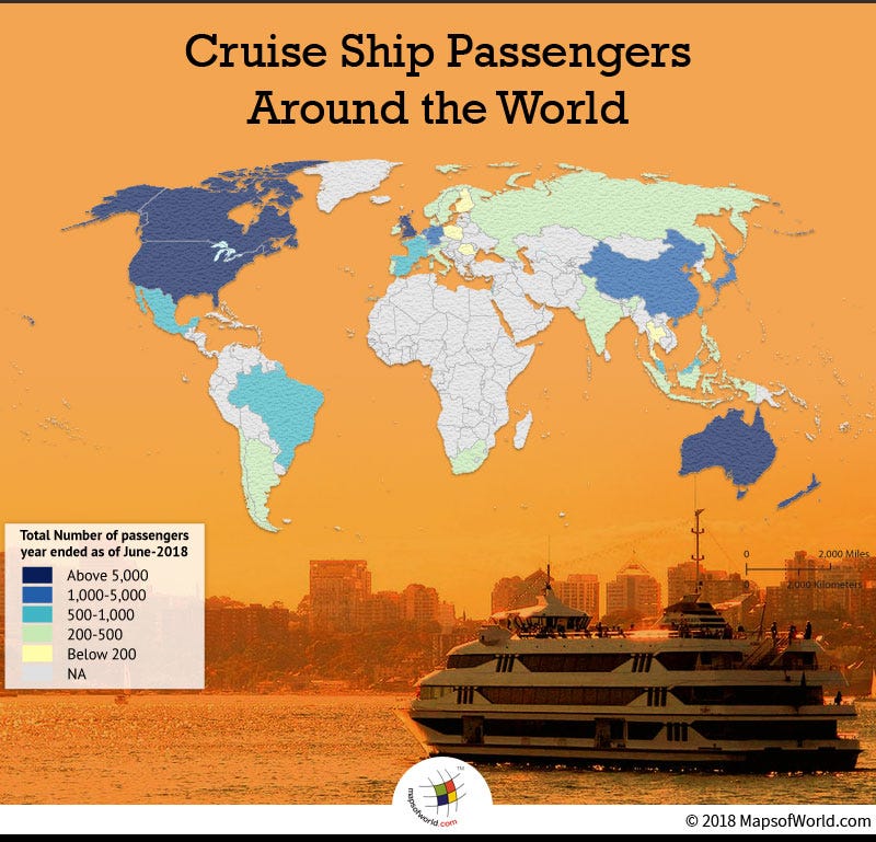 What countries contribute to the highest number of cruise ship passengers?  - Answers