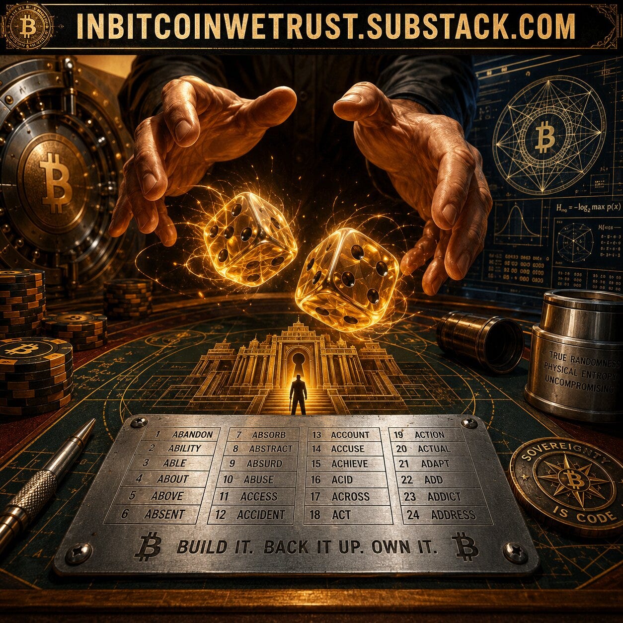 inbitcoinwetrust.substack.com - Sylvain Saurel - The Architecture of Perfect Entropy: Generating Your Bitcoin Seed Phrase with Casino-Grade Dice.
