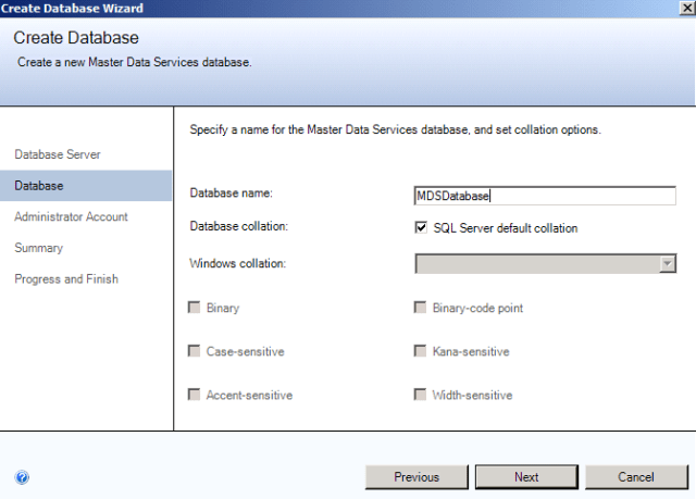 3 SQL Server 2012 Master Data Services MDS specify database name SQL Server 2012 Master Data Services MDS specify database name