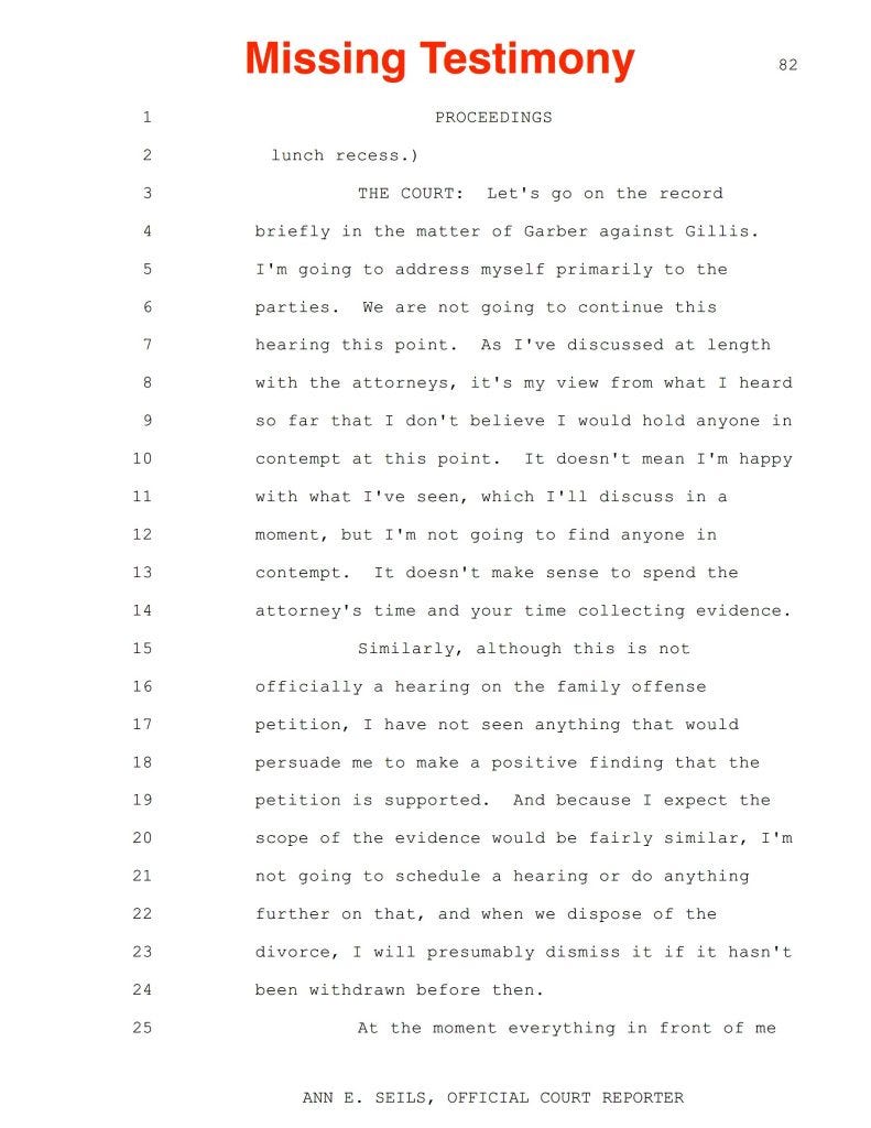 Ulster Family Court Ambush: Helen Garber faces secret contempt hearing, false abuse claims, missing testimony, and altered transcripts.