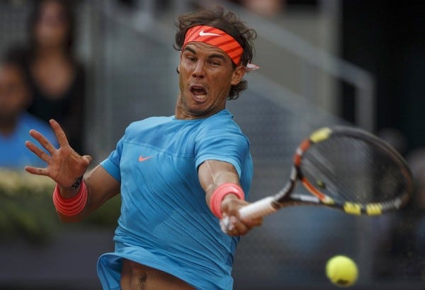 rafael nadal returning to andy murray at 2015 madrid open finals rafael nadal returning to andy murray at 2015 madrid open finals