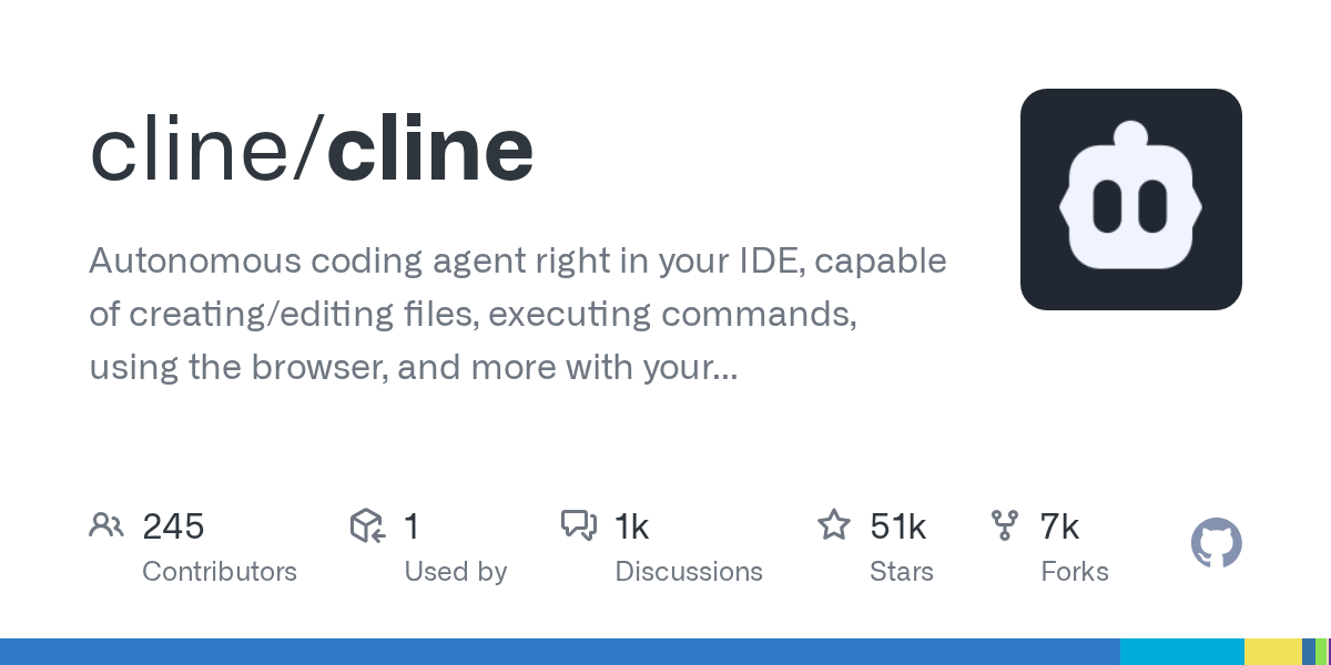 GitHub - cline/cline: Autonomous coding agent right in your IDE, capable of  creating/editing files, executing commands, using the browser, and more  with your permission every step of the way.