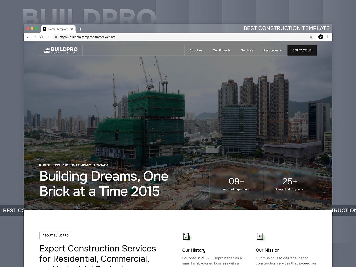 Buildpro X — Construction Framer Template