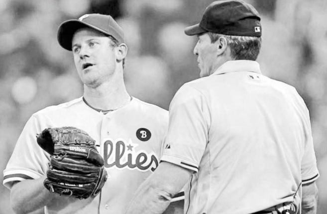 Roy Oswalt and Angel Hernandez