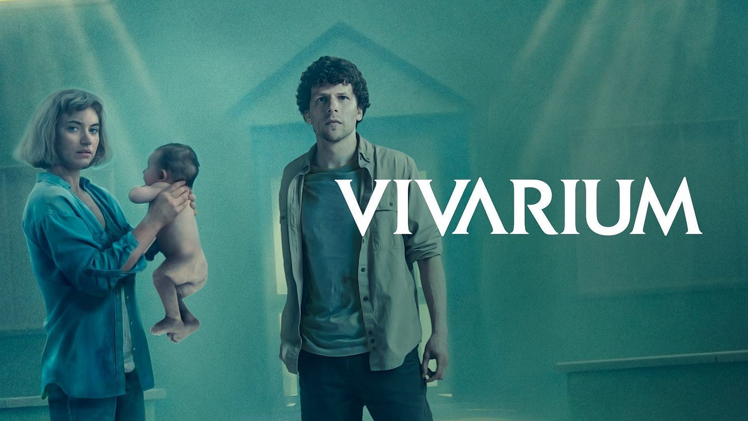 Vivarium (2019) poster featuring Jesse Eisenberg and Imogen Poots.
