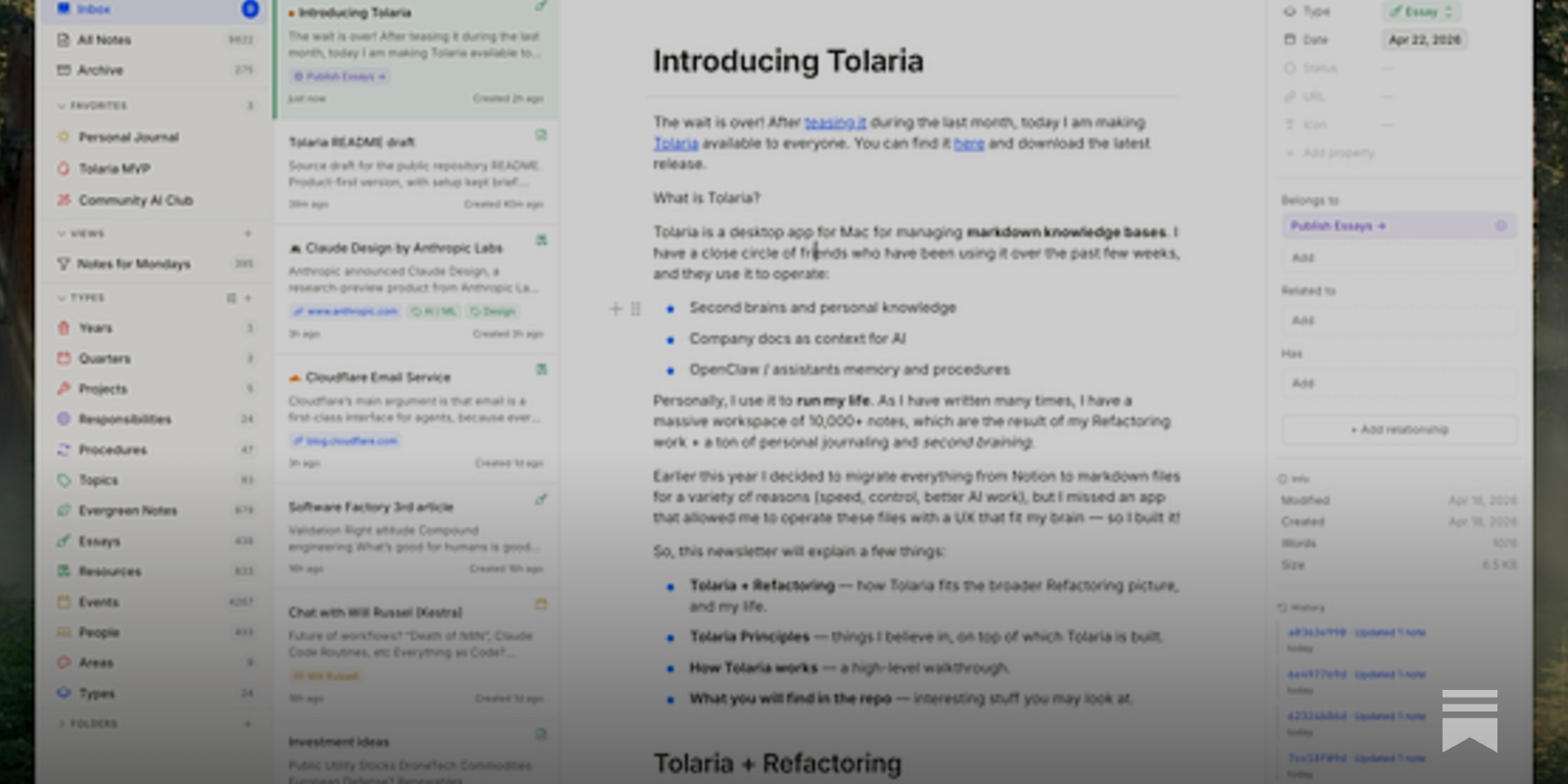 https://refactoring.fm/p/introducing-tolaria social preview image
