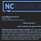 NC Democratic Party to hold "anti-DOGE" protest in Raleigh