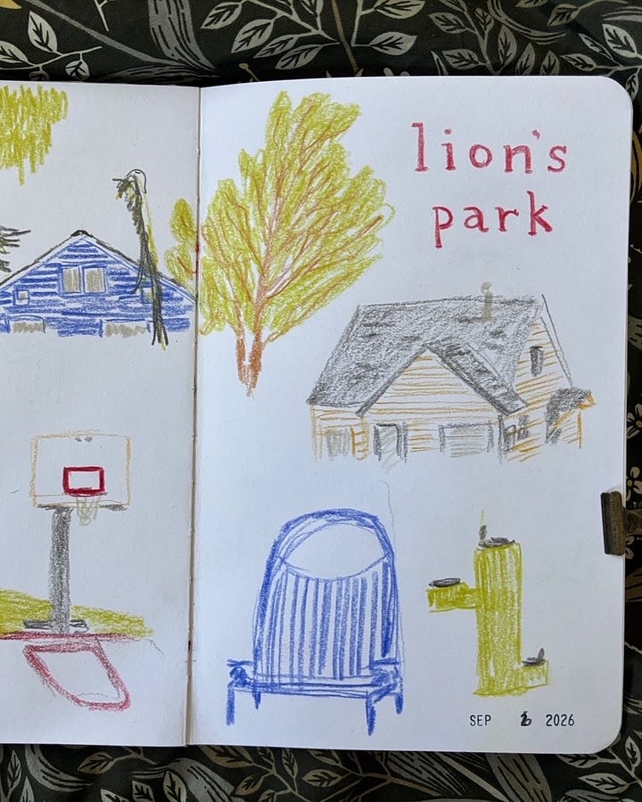 Various sketches in colored pencil, gouache, watercolor, neocolor II pastel