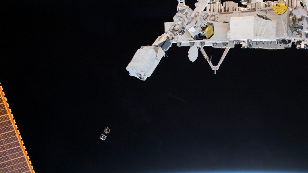 KiboCube deployed from ISS in much the same manner as SS-1. KiboCube deployed from ISS in much the same manner as SS-1.