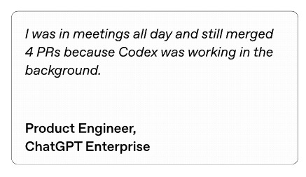 I was in meetings all day and still merged 4 PRs because Codex was working in the background - Product Engineer, ChatGPT Enterprise