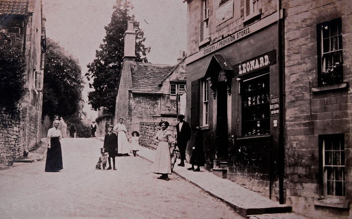 Two photos. Then and now. The old shop in Church Street, Bathford and how it appears today.