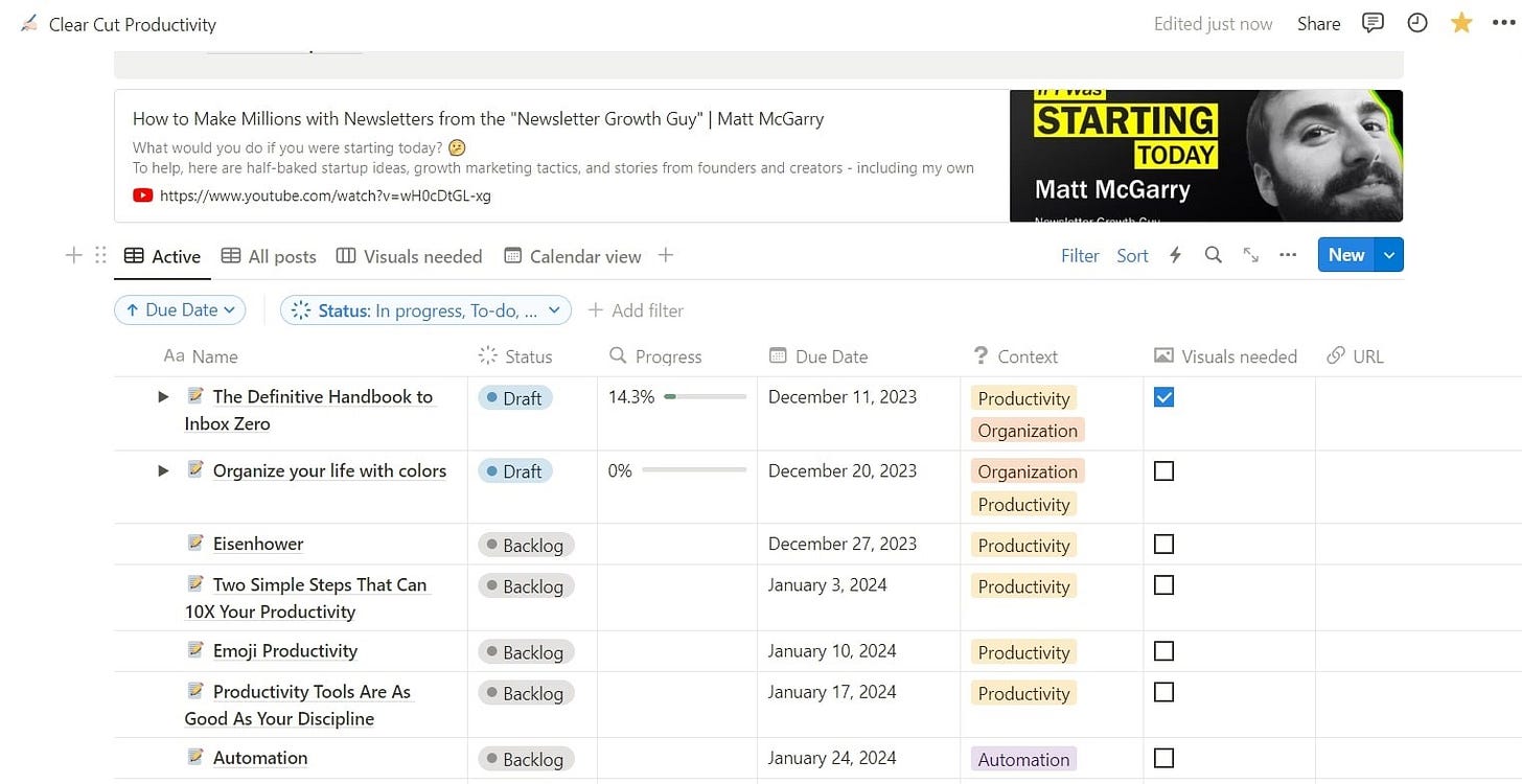 Screenshot of my content management system
