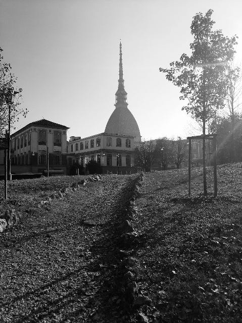 la bellissima Mole Antonelliana in bianco e nero a Torino