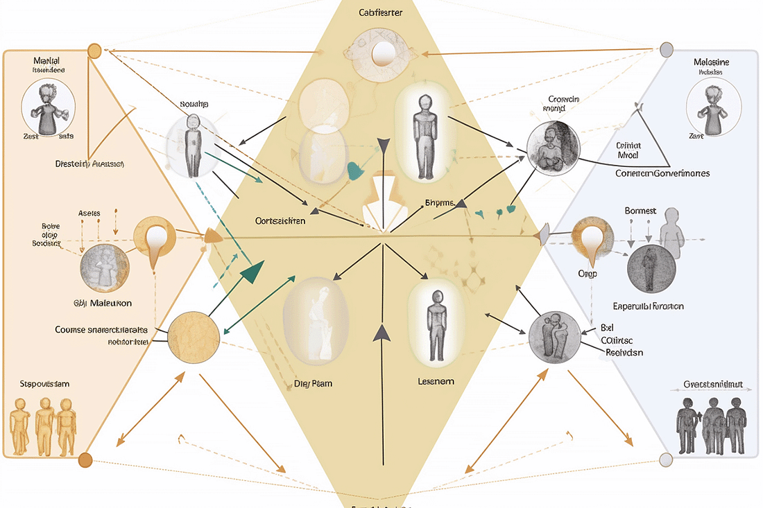 Illustration symbolizing AI alignment, showing human and machine interaction and the concept of caring for sentient life.