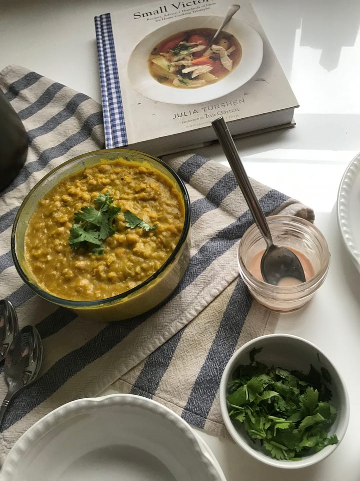 four photos of different kinds of soup