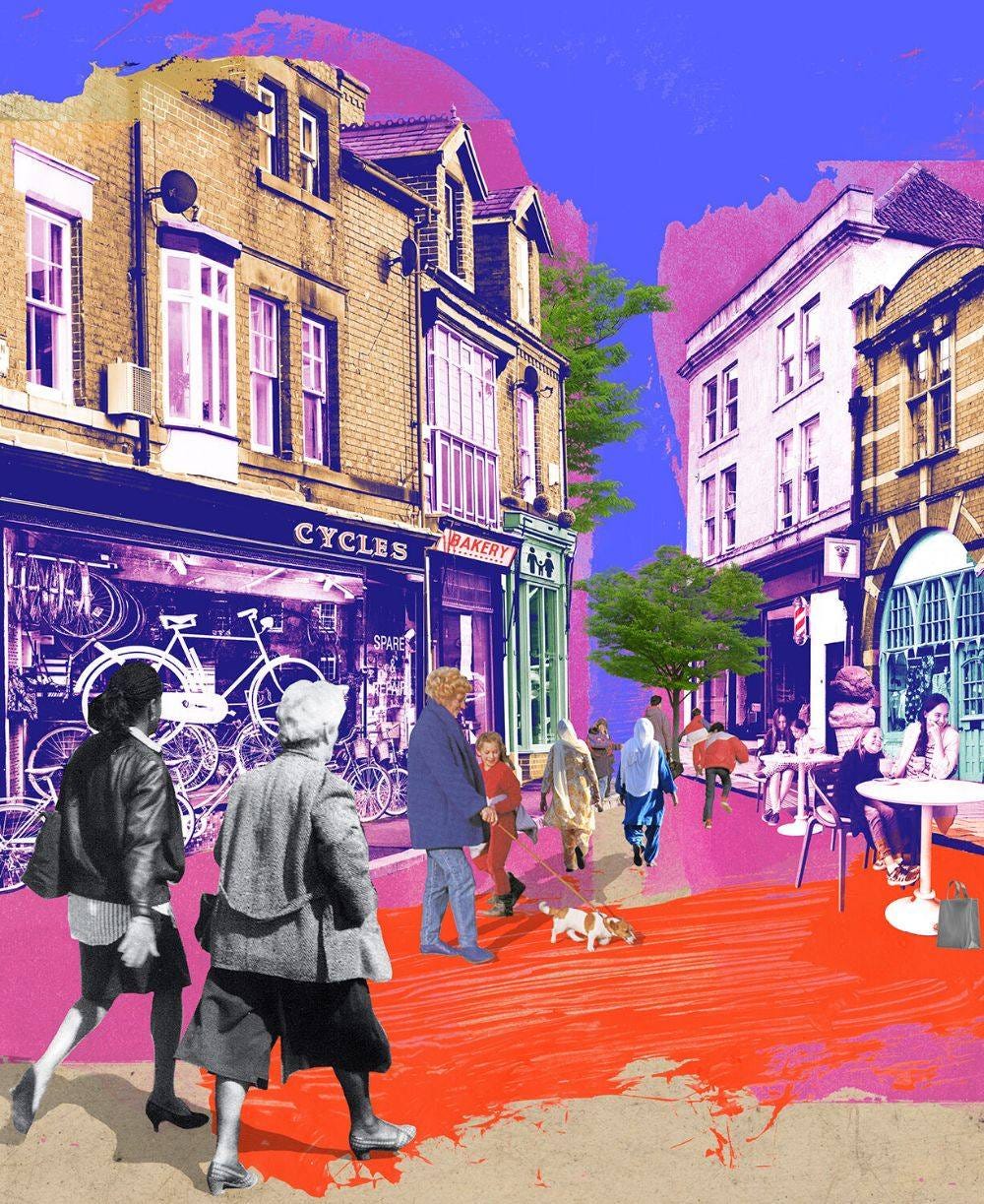 May be pop art of one or more people and street May be pop art of one or more people and street