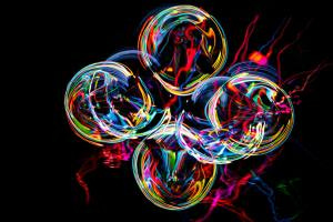 colorful bubbles on black backg
