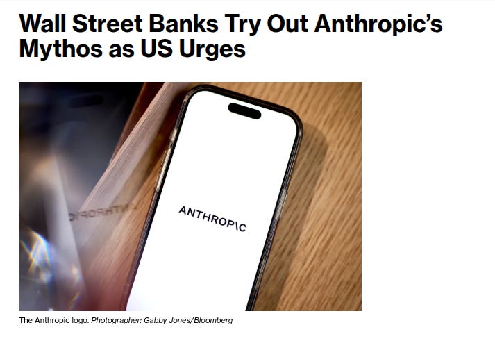 Bloomberg: Trump officials encouraging banks to test Anthropic's Mythos  model. To treat Anthropic's Mythos as a live cyber-defense tool. Anthropic  says Mythos is a general model that turned out to be unusually