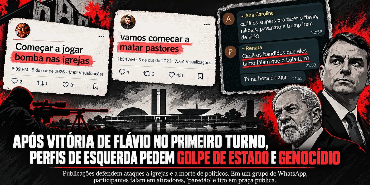 Esquerda pede golpe de Estado e genocídio após vitória de Flávio Bolsonaro no primeiro turno 