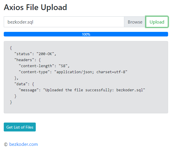 Axios File Upload example - BezKoder