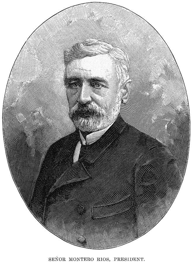 Puede ser una ilustración de 1 persona y texto que dice "SENOR MONTERO RIOS, RIOS, PRESIDENT." Puede ser una ilustración de 1 persona y texto que dice "SENOR MONTERO RIOS, RIOS, PRESIDENT."