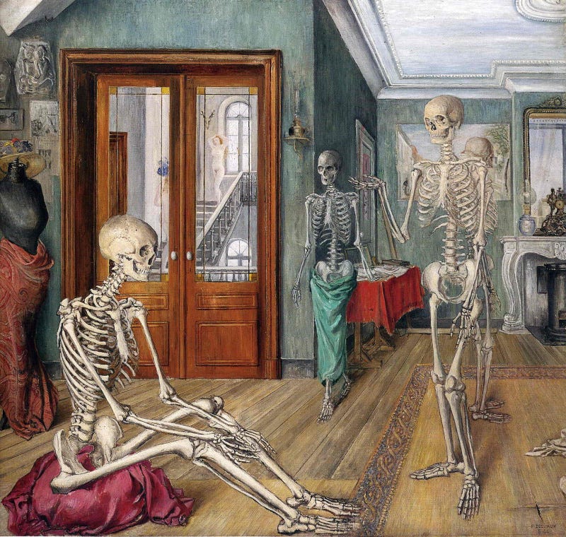 Elegant skeletons in room