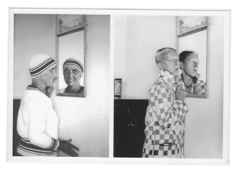 Marcel Moore (Left) and Self-Portrait by Claude Cahun, 1928 (Right). Source — Public Domain