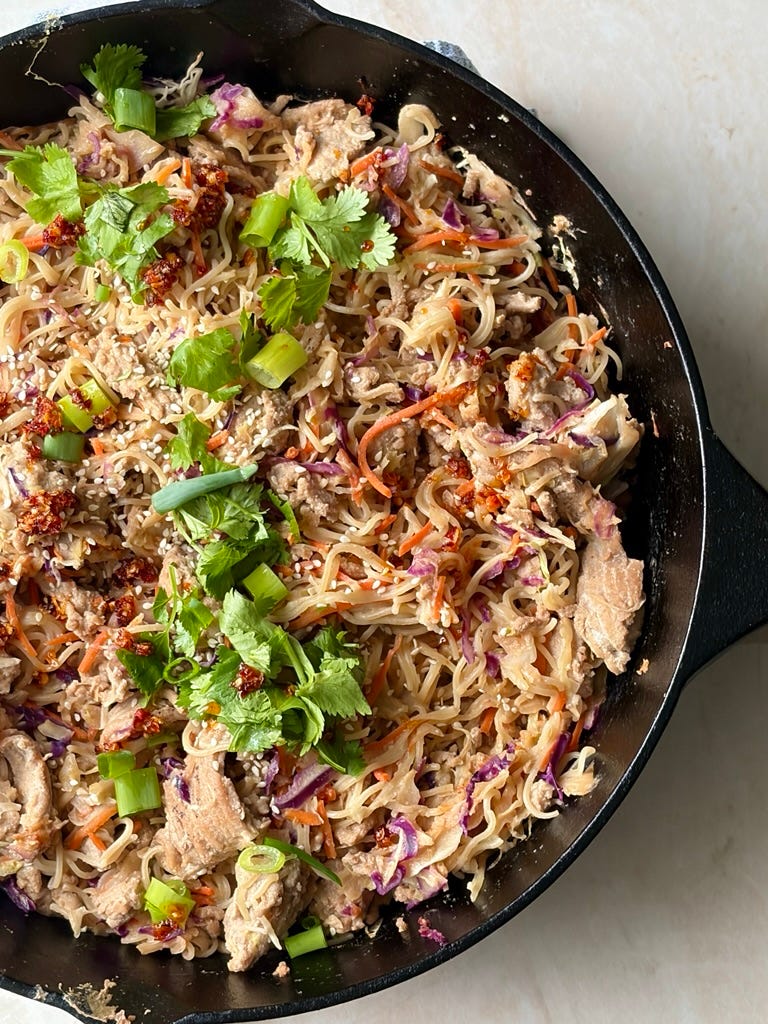 Gluten-free sesame ginger noodle bowls