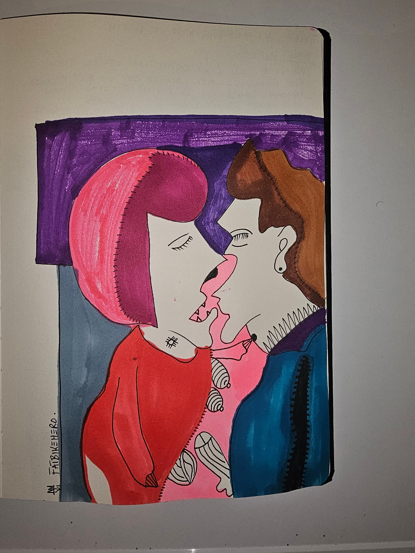 Two figures dissolve into pink abstraction during a kiss, symbolizing human deification of AI and existential collapse. Two figures dissolve into pink abstraction during a kiss, symbolizing human deification of AI and existential collapse.